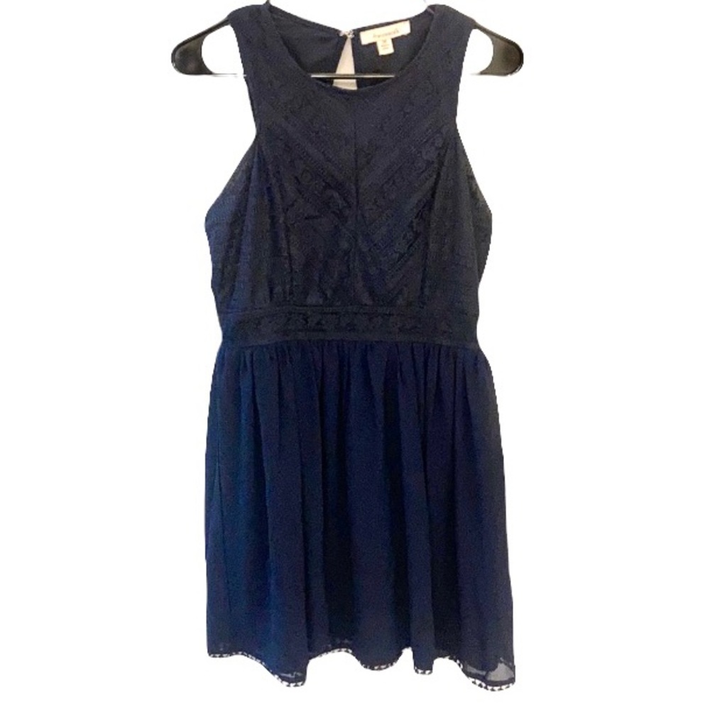 Francesca’s Navy Lace Detail Halter Dress